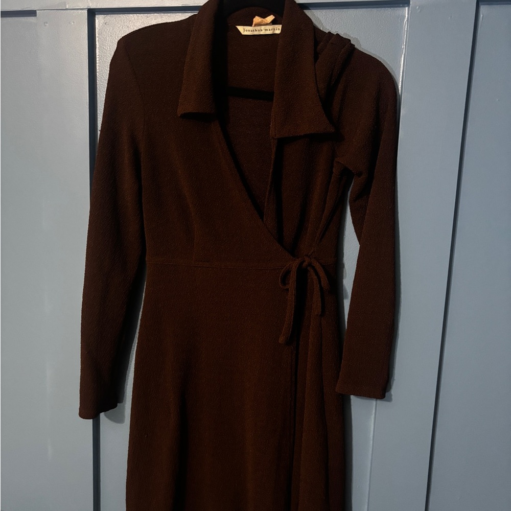 Elegant Brown Wrap Dress